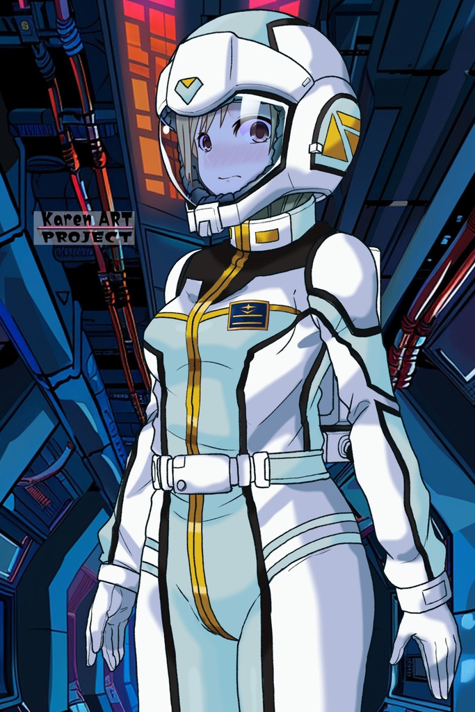 カレンちゃん+クロエ・クローチェのノーマルスーツ【機動戦士ガンダム外伝 ミッシングリンク02】斜め前アングル Karen is wearing Chloe Croce's Normal Suit【Mobile Suit Gundam Side Story: Missing Link02】Diagonal front angle