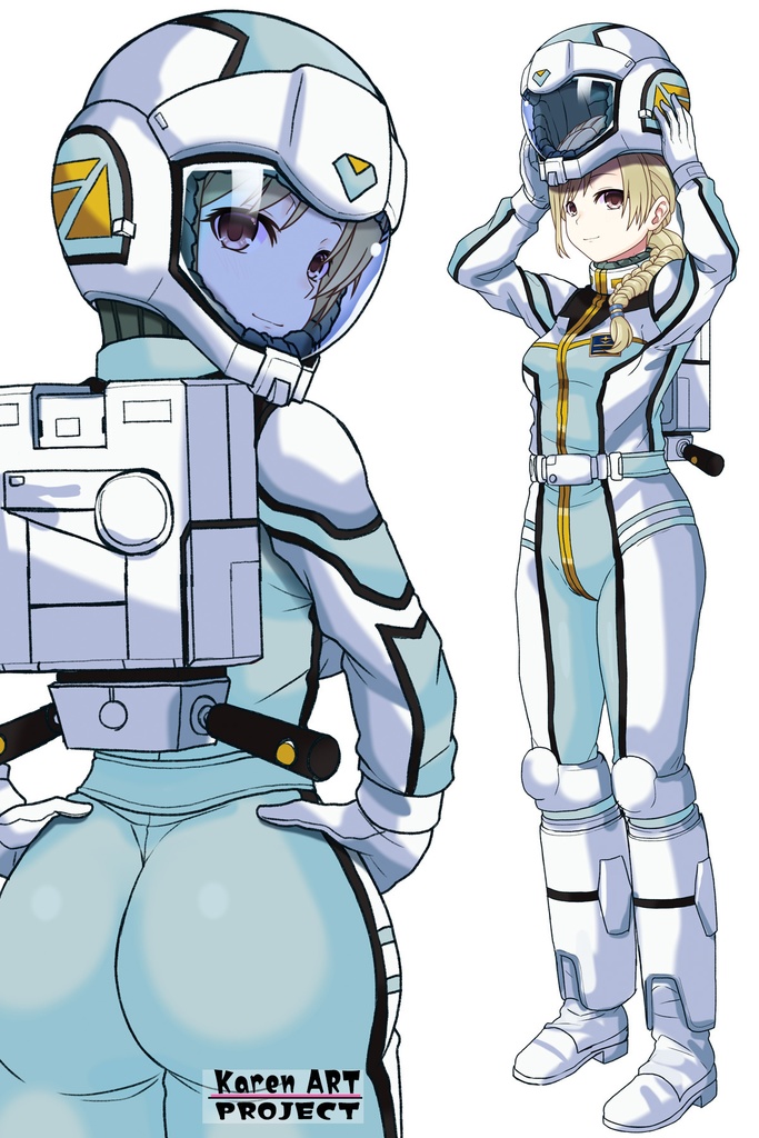 カレンちゃん+クロエ・クローチェのノーマルスーツ【機動戦士ガンダム外伝 ミッシングリンク03】背面アングル Karen is wearing Chloe Croce's Normal Suit【Mobile Suit Gundam Side Story: Missing Link03】Back Angle