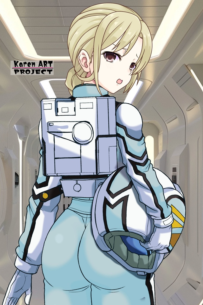 カレンちゃん+クロエ・クローチェのノーマルスーツ【機動戦士ガンダム外伝 ミッシングリンク03】背面アングル Karen is wearing Chloe Croce's Normal Suit【Mobile Suit Gundam Side Story: Missing Link03】Back Angle