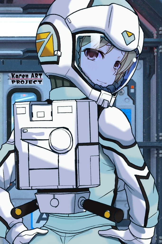 カレンちゃん+クロエ・クローチェのノーマルスーツ【機動戦士ガンダム外伝 ミッシングリンク03】背面アングル Karen is wearing Chloe Croce's Normal Suit【Mobile Suit Gundam Side Story: Missing Link03】Back Angle