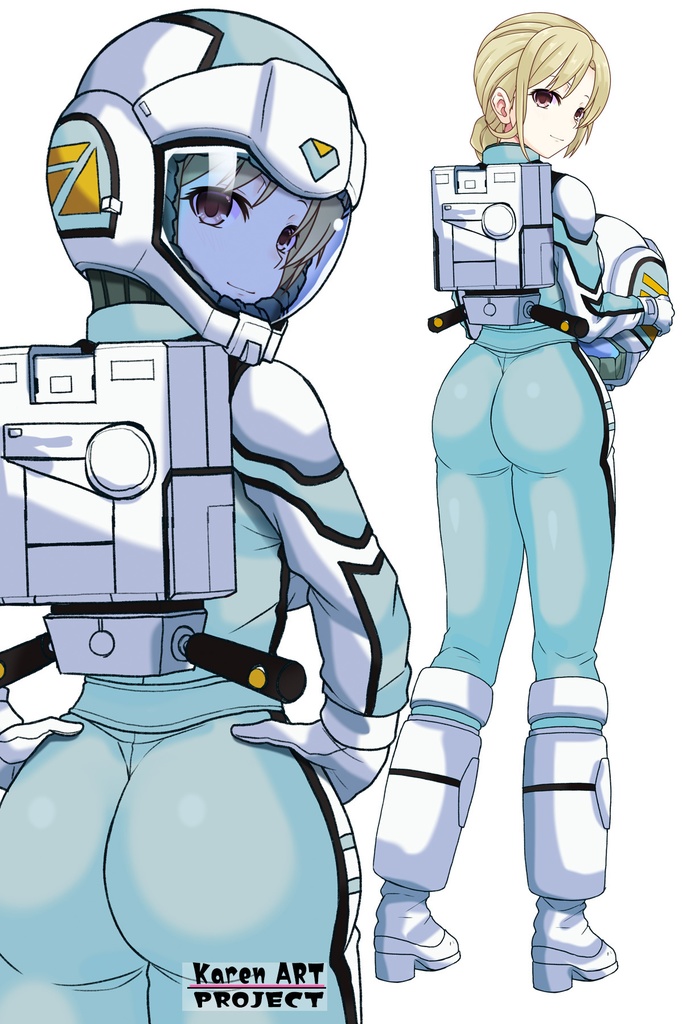 カレンちゃん+クロエ・クローチェのノーマルスーツ【機動戦士ガンダム外伝 ミッシングリンク03】背面アングル Karen is wearing Chloe Croce's Normal Suit【Mobile Suit Gundam Side Story: Missing Link03】Back Angle