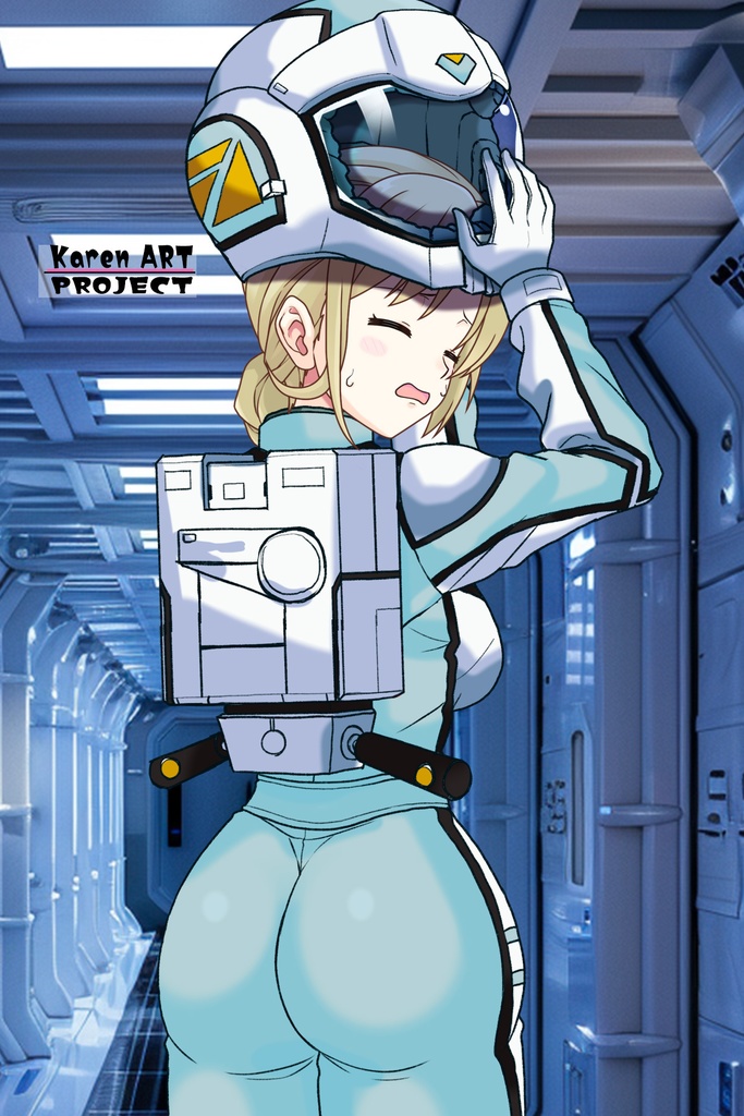 カレンちゃん+クロエ・クローチェのノーマルスーツ【機動戦士ガンダム外伝 ミッシングリンク03】背面アングル Karen is wearing Chloe Croce's Normal Suit【Mobile Suit Gundam Side Story: Missing Link03】Back Angle