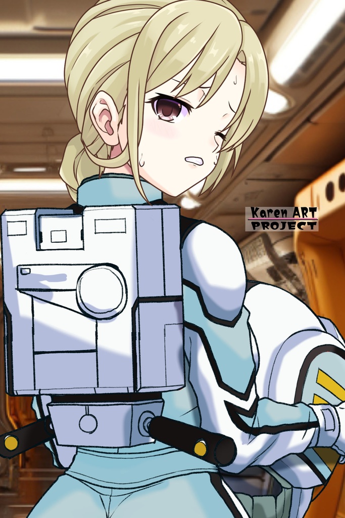 カレンちゃん+クロエ・クローチェのノーマルスーツ【機動戦士ガンダム外伝 ミッシングリンク03】背面アングル Karen is wearing Chloe Croce's Normal Suit【Mobile Suit Gundam Side Story: Missing Link03】Back Angle