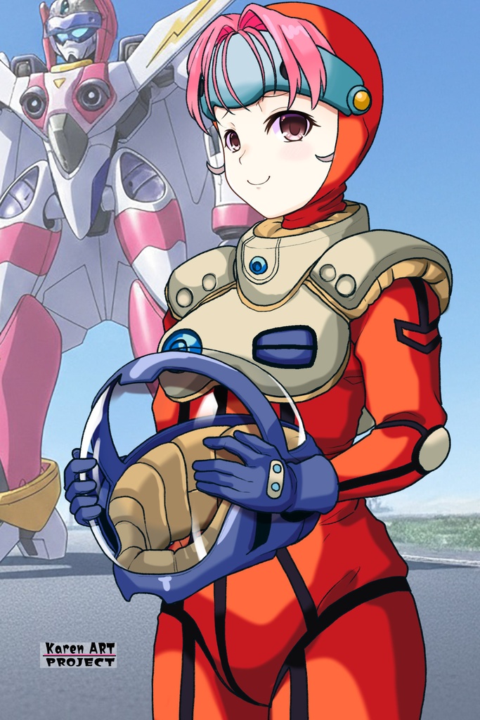 カレンちゃん+ミレーヌ・ジーナスのパイロットスーツ【マクロス7-02】 斜め前 Diagonal front angle Karen is wearing Mylene Flare Jenius's PilotSuit【MACROSS7-02】