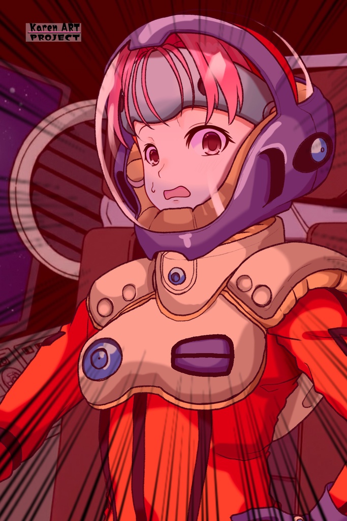 カレンちゃん+ミレーヌ・ジーナスのパイロットスーツ【マクロス7-02】 斜め前 Diagonal front angle Karen is wearing Mylene Flare Jenius's PilotSuit【MACROSS7-02】