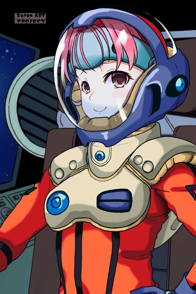 カレンちゃん+ミレーヌ・ジーナスのパイロットスーツ【マクロス7-02】 斜め前 Diagonal front angle Karen is wearing Mylene Flare Jenius's PilotSuit【MACROSS7-02】