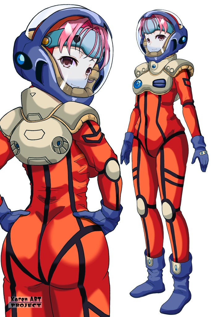 カレンちゃん+ミレーヌ・ジーナスのパイロットスーツ【マクロス7-03】 背面 Back Angle Karen is wearing Mylene Flare Jenius's PilotSuit【MACROSS7-03】