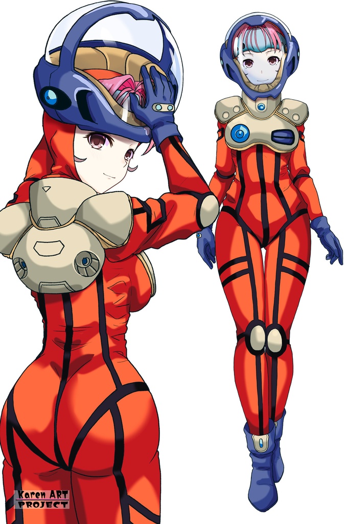 カレンちゃん+ミレーヌ・ジーナスのパイロットスーツ【マクロス7-03】 背面 Back Angle Karen is wearing Mylene Flare Jenius's PilotSuit【MACROSS7-03】