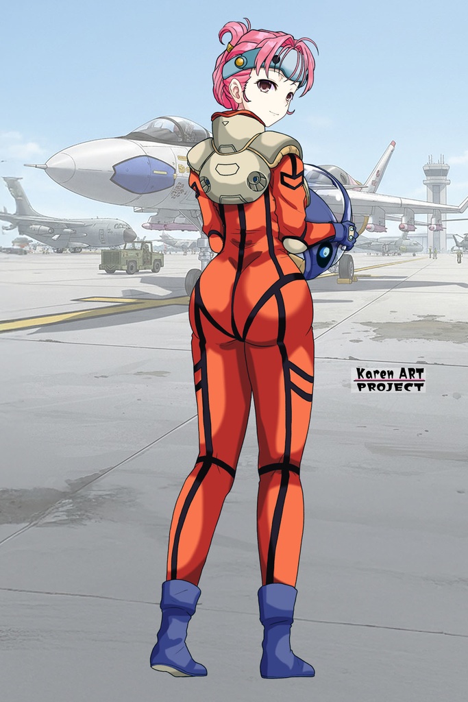 カレンちゃん+ミレーヌ・ジーナスのパイロットスーツ【マクロス7-03】 背面 Back Angle Karen is wearing Mylene Flare Jenius's PilotSuit【MACROSS7-03】