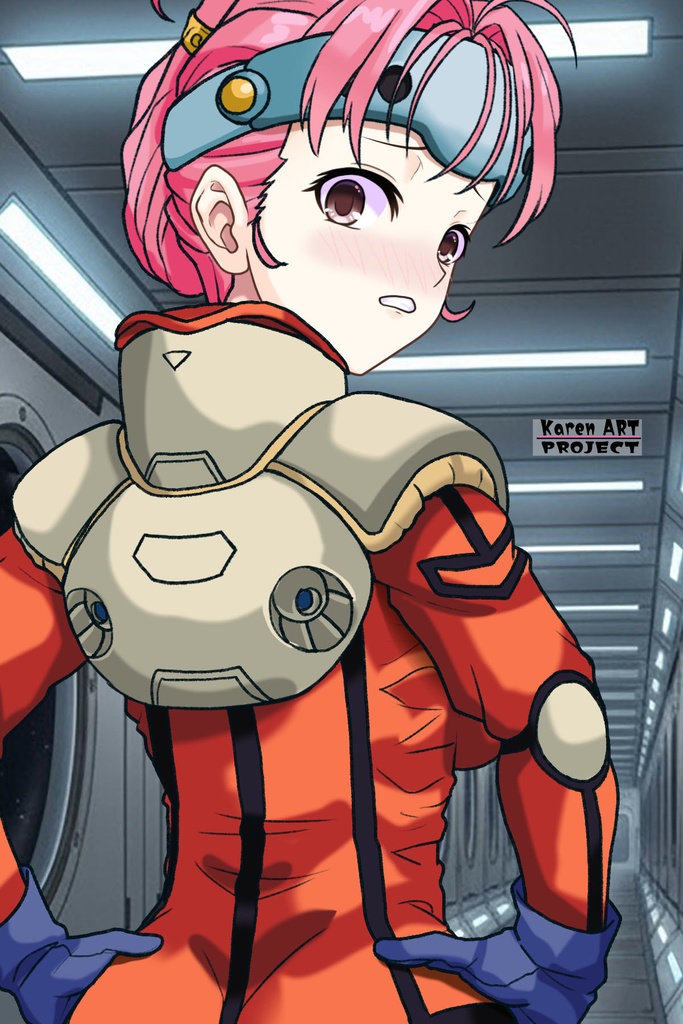 カレンちゃん+ミレーヌ・ジーナスのパイロットスーツ【マクロス7-03】 背面 Back Angle Karen is wearing Mylene Flare Jenius's PilotSuit【MACROSS7-03】