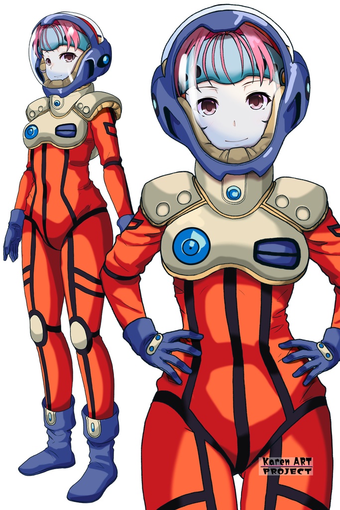 カレンちゃん+ミレーヌ・ジーナスのパイロットスーツ【マクロス7-04】 正面Sポーズ Front S-POSE Karen is wearing Mylene Flare Jenius's PilotSuit【MACROSS7-04】