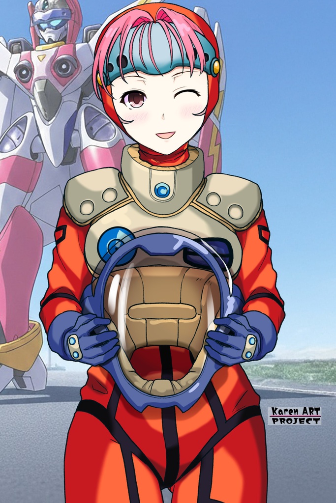 カレンちゃん+ミレーヌ・ジーナスのパイロットスーツ【マクロス7-04】 正面Sポーズ Front S-POSE Karen is wearing Mylene Flare Jenius's PilotSuit【MACROSS7-04】