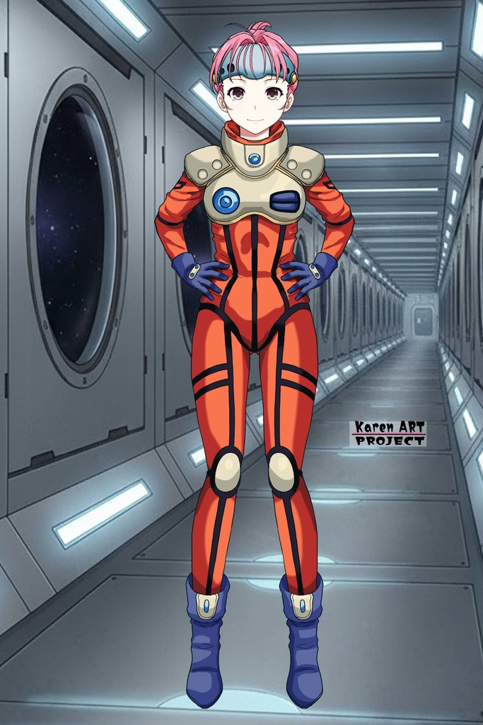 カレンちゃん+ミレーヌ・ジーナスのパイロットスーツ【マクロス7-05】 正面 Front Angle Karen is wearing Mylene Flare Jenius's PilotSuit【MACROSS7-05】