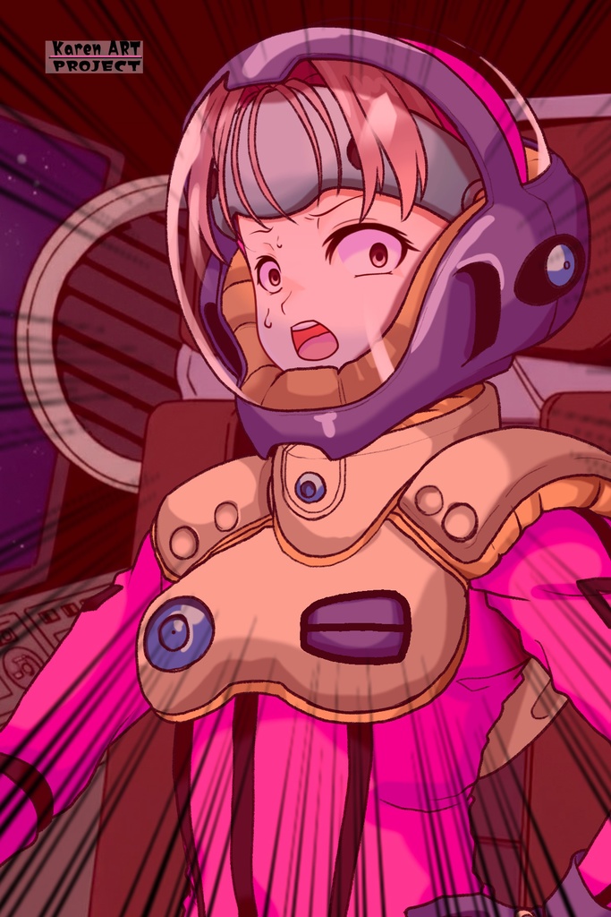 カレンちゃん+ミレーヌ・ジーナスのパイロットスーツ【マクロス7-01】 Karen Original Color 斜め前 Diagonal front angle Karen is wearing Mylene Flare Jenius's PilotSuit【MACROSS7-01】