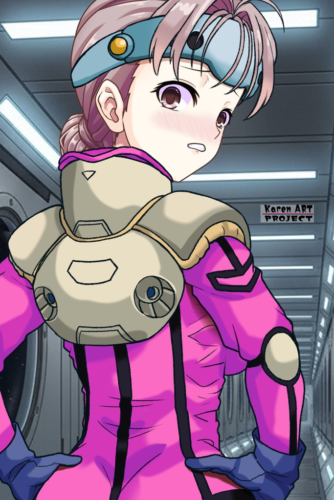 カレンちゃん+ミレーヌ・ジーナスのパイロットスーツ【マクロス7-02】 Karen Original Color 背面 Back Angle Karen is wearing Mylene Flare Jenius's PilotSuit【MACROSS7-02】