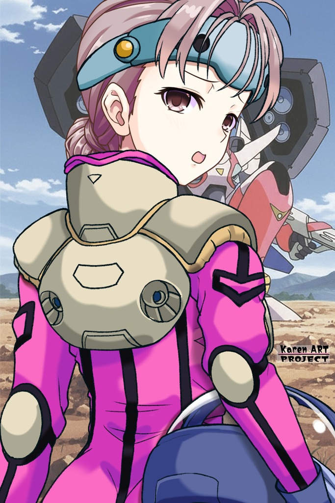 カレンちゃん+ミレーヌ・ジーナスのパイロットスーツ【マクロス7-02】 Karen Original Color 背面 Back Angle Karen is wearing Mylene Flare Jenius's PilotSuit【MACROSS7-02】