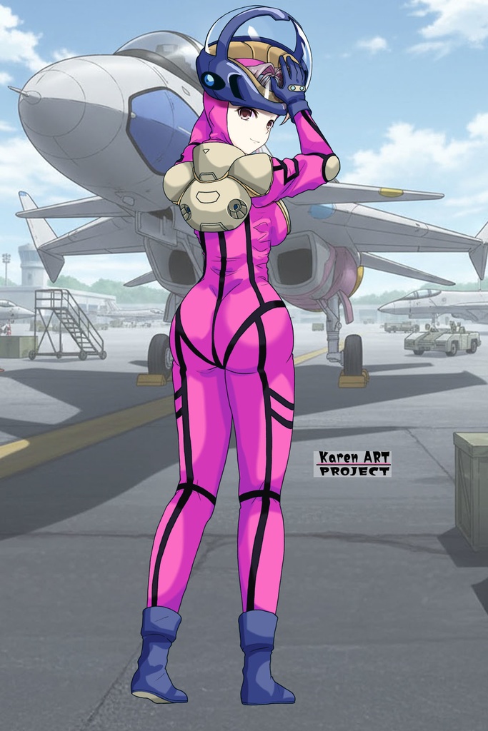 カレンちゃん+ミレーヌ・ジーナスのパイロットスーツ【マクロス7-02】 Karen Original Color 背面 Back Angle Karen is wearing Mylene Flare Jenius's PilotSuit【MACROSS7-02】
