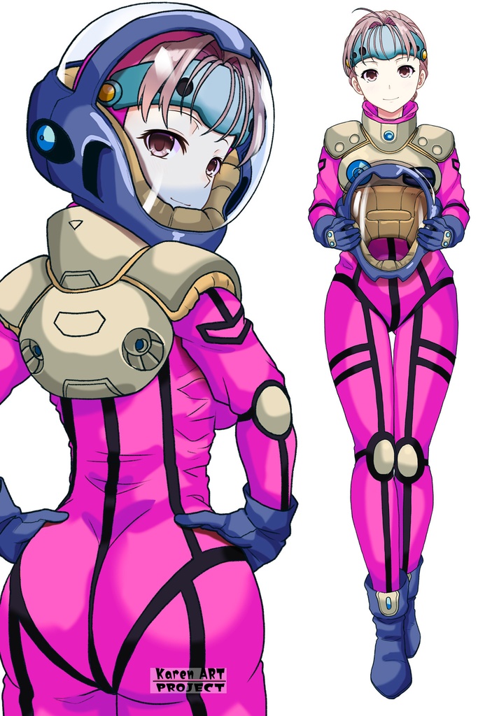 カレンちゃん+ミレーヌ・ジーナスのパイロットスーツ【マクロス7-02】 Karen Original Color 背面 Back Angle Karen is wearing Mylene Flare Jenius's PilotSuit【MACROSS7-02】