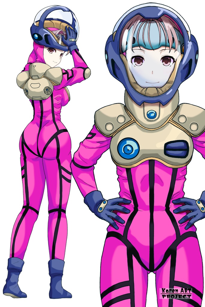 カレンちゃん+ミレーヌ・ジーナスのパイロットスーツ【マクロス7-04】 Karen Original Color 正面 Front Angle Karen is wearing Mylene Flare Jenius's PilotSuit【MACROSS7-04】