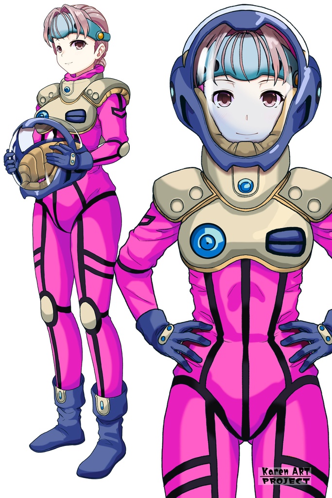 カレンちゃん+ミレーヌ・ジーナスのパイロットスーツ【マクロス7-04】 Karen Original Color 正面 Front Angle Karen is wearing Mylene Flare Jenius's PilotSuit【MACROSS7-04】