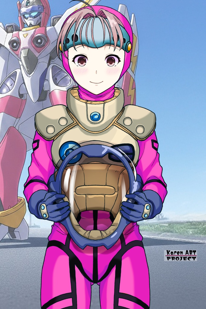 カレンちゃん+ミレーヌ・ジーナスのパイロットスーツ【マクロス7-04】 Karen Original Color 正面 Front Angle Karen is wearing Mylene Flare Jenius's PilotSuit【MACROSS7-04】