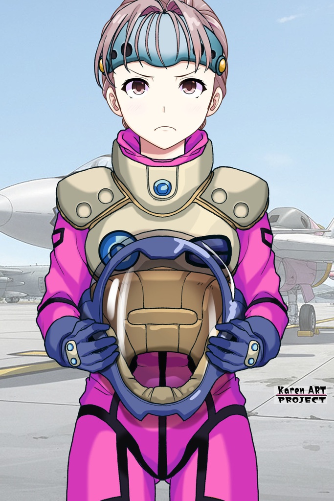 カレンちゃん+ミレーヌ・ジーナスのパイロットスーツ【マクロス7-04】 Karen Original Color 正面 Front Angle Karen is wearing Mylene Flare Jenius's PilotSuit【MACROSS7-04】