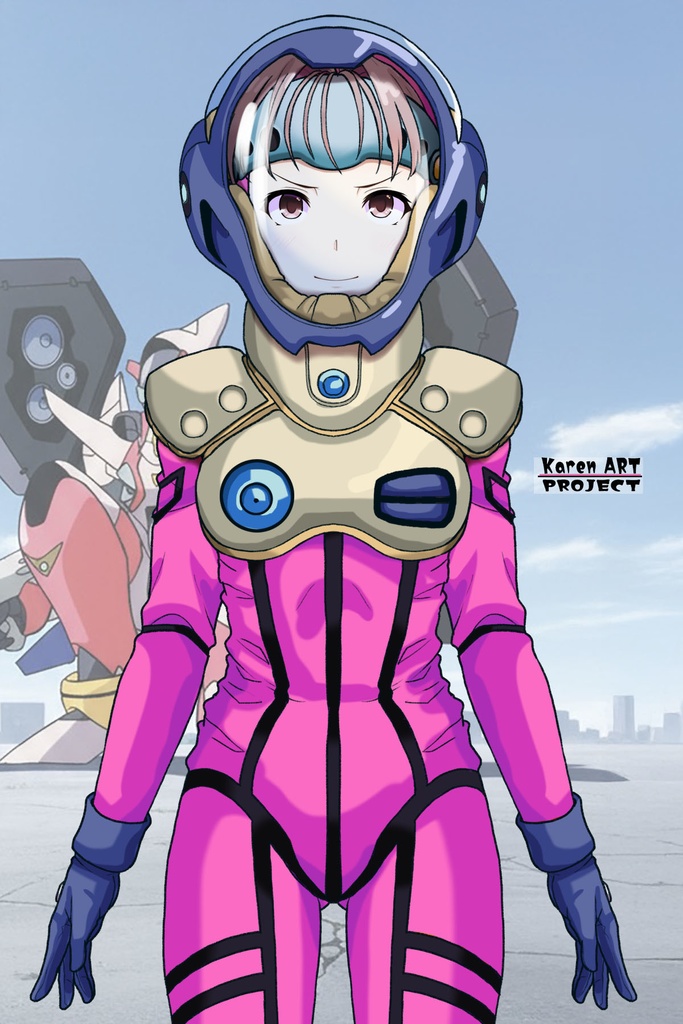 カレンちゃん+ミレーヌ・ジーナスのパイロットスーツ【マクロス7-04】 Karen Original Color 正面 Front Angle Karen is wearing Mylene Flare Jenius's PilotSuit【MACROSS7-04】