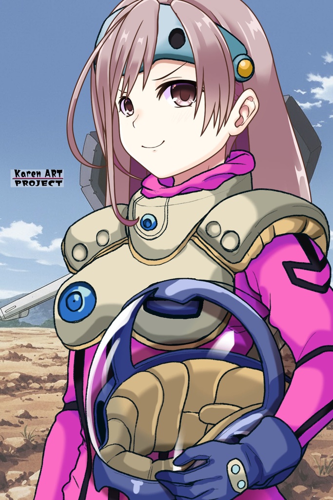 カレンちゃん+ミレーヌ・ジーナスのパイロットスーツ【マクロス7-05】 Karen Original Color 斜め前 Diagonal front angle ロングヘア Long HairStyle Karen is wearing Mylene Flare Jenius's PilotSuit【MACROSS7-05】