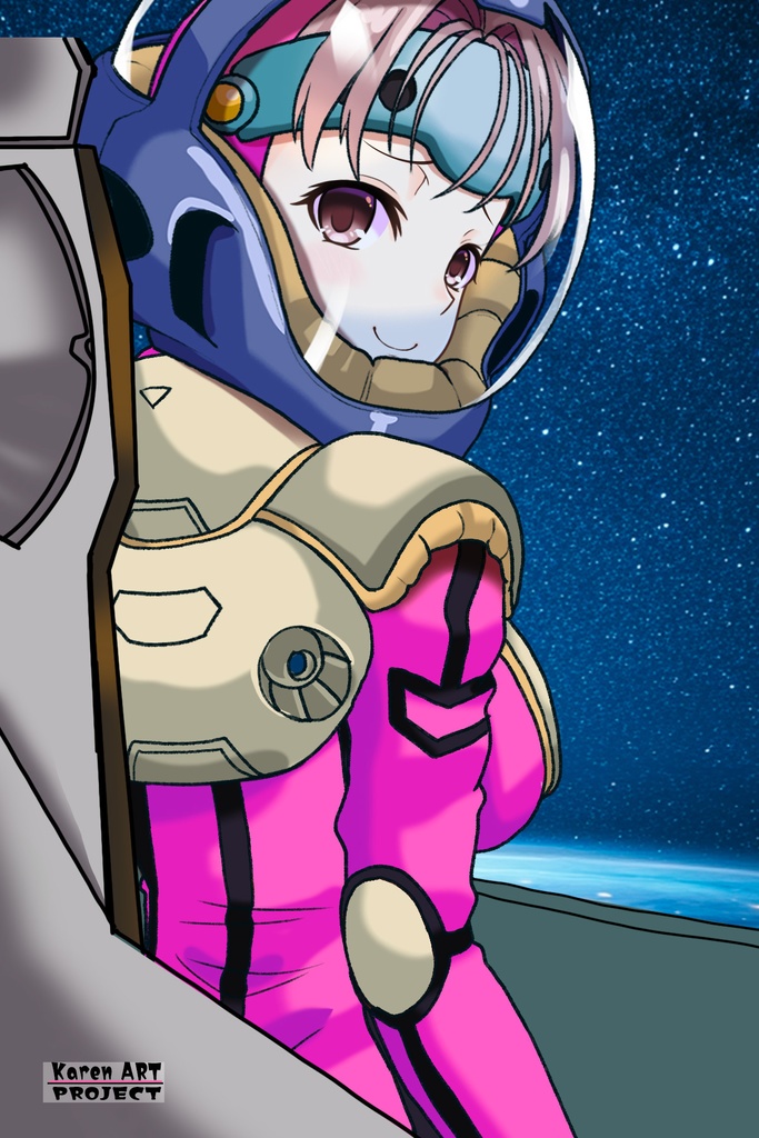 カレンちゃん+ミレーヌ・ジーナスのパイロットスーツ【マクロス7-06】 Karen Original Color 背面 Back Angle ロングヘア Long HairStyle Karen is wearing Mylene Flare Jenius's PilotSuit【MACROSS7-06】