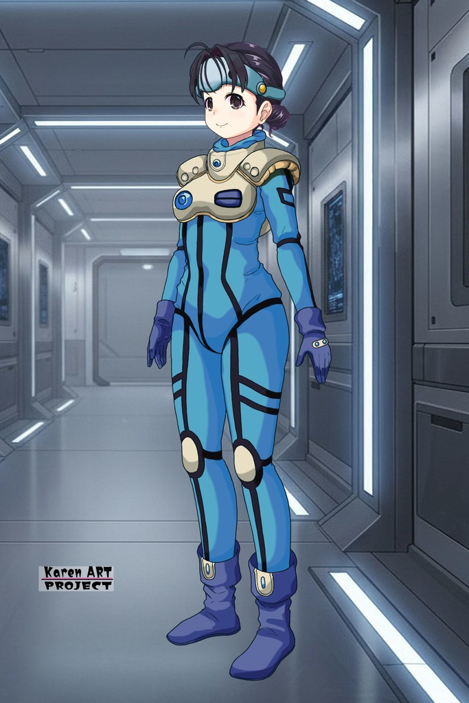 ゆりちゃん+ミレーヌ・ジーナスのパイロットスーツ【マクロス7-01】 Yuri Original Color 斜め前 Diagonal front angle Yuri is wearing Mylene Flare Jenius's PilotSuit【MACROSS7-01】