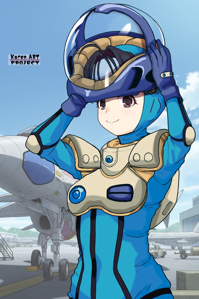 ゆりちゃん+ミレーヌ・ジーナスのパイロットスーツ【マクロス7-01】 Yuri Original Color 斜め前 Diagonal front angle Yuri is wearing Mylene Flare Jenius's PilotSuit【MACROSS7-01】