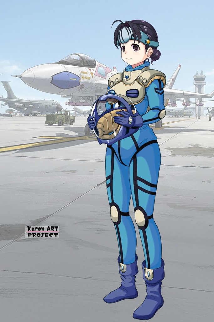 ゆりちゃん+ミレーヌ・ジーナスのパイロットスーツ【マクロス7-01】 Yuri Original Color 斜め前 Diagonal front angle Yuri is wearing Mylene Flare Jenius's PilotSuit【MACROSS7-01】