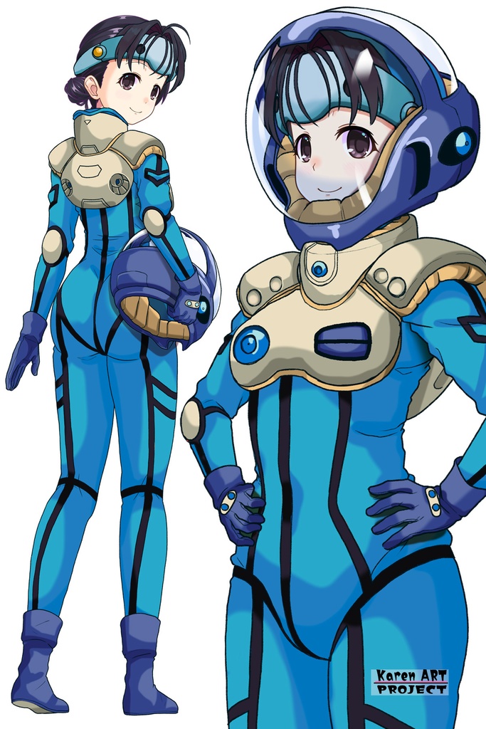 ゆりちゃん+ミレーヌ・ジーナスのパイロットスーツ【マクロス7-01】 Yuri Original Color 斜め前 Diagonal front angle Yuri is wearing Mylene Flare Jenius's PilotSuit【MACROSS7-01】