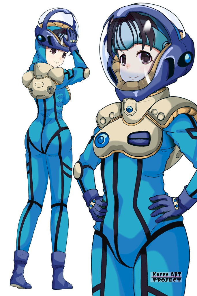 ゆりちゃん+ミレーヌ・ジーナスのパイロットスーツ【マクロス7-01】 Yuri Original Color 斜め前 Diagonal front angle Yuri is wearing Mylene Flare Jenius's PilotSuit【MACROSS7-01】