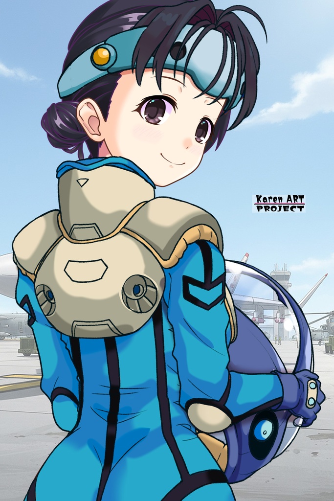 ゆりちゃん+ミレーヌ・ジーナスのパイロットスーツ【マクロス7-02】 Yuri Original Color 背面 Back Angle Yuri is wearing Mylene Flare Jenius's PilotSuit【MACROSS7-02】