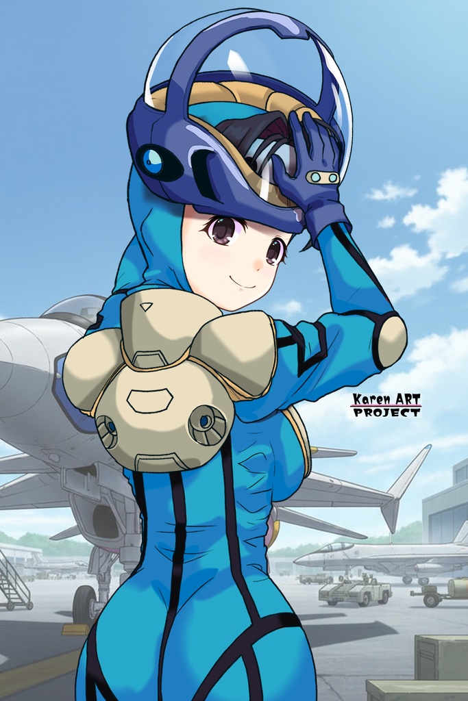 ゆりちゃん+ミレーヌ・ジーナスのパイロットスーツ【マクロス7-02】 Yuri Original Color 背面 Back Angle Yuri is wearing Mylene Flare Jenius's PilotSuit【MACROSS7-02】