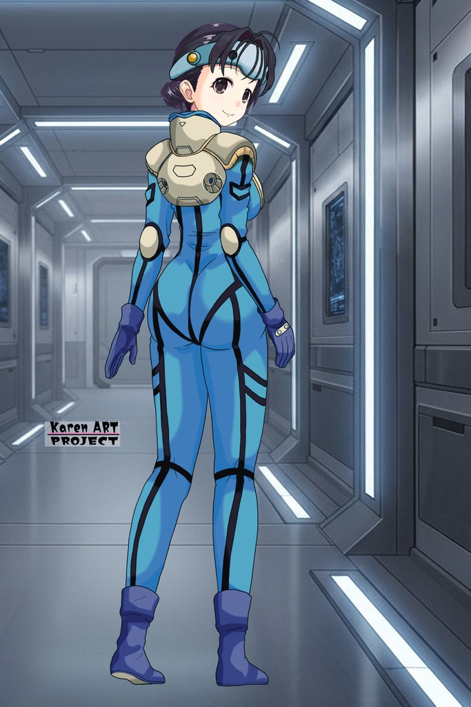 ゆりちゃん+ミレーヌ・ジーナスのパイロットスーツ【マクロス7-02】 Yuri Original Color 背面 Back Angle Yuri is wearing Mylene Flare Jenius's PilotSuit【MACROSS7-02】