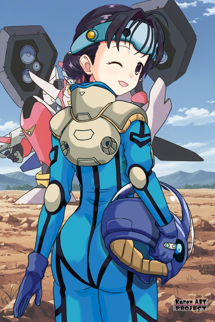 ゆりちゃん+ミレーヌ・ジーナスのパイロットスーツ【マクロス7-02】 Yuri Original Color 背面 Back Angle Yuri is wearing Mylene Flare Jenius's PilotSuit【MACROSS7-02】