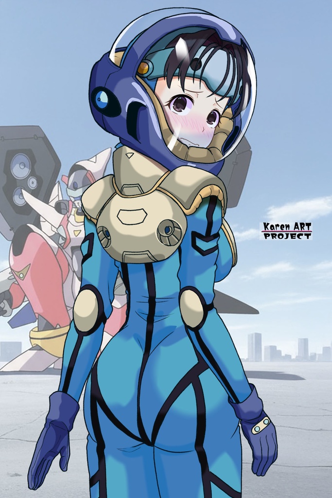 ゆりちゃん+ミレーヌ・ジーナスのパイロットスーツ【マクロス7-02】 Yuri Original Color 背面 Back Angle Yuri is wearing Mylene Flare Jenius's PilotSuit【MACROSS7-02】