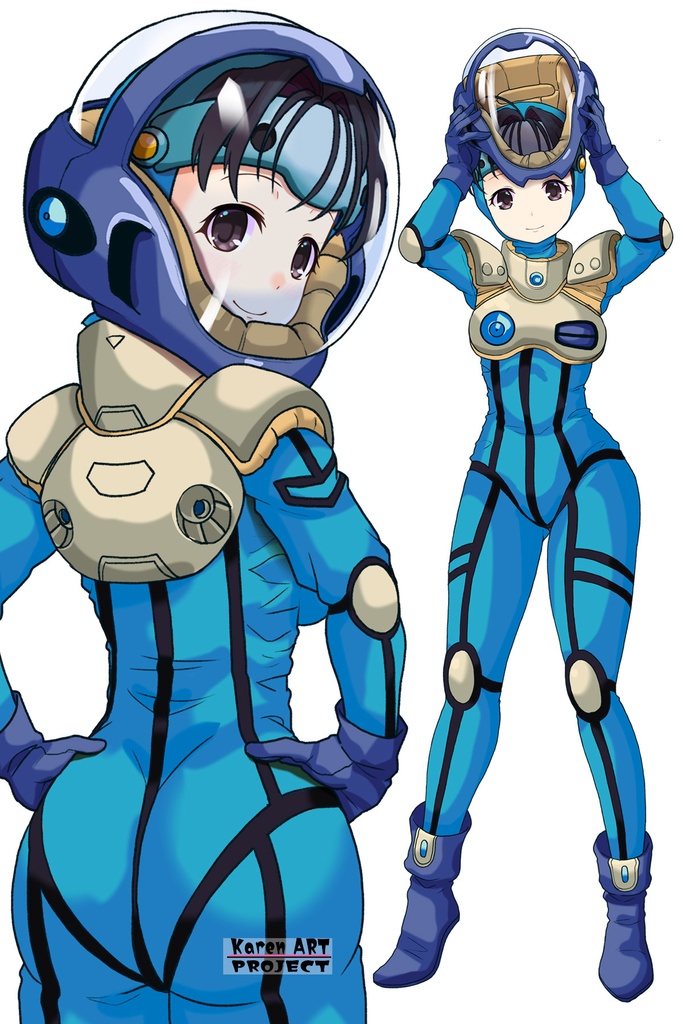 ゆりちゃん+ミレーヌ・ジーナスのパイロットスーツ【マクロス7-02】 Yuri Original Color 背面 Back Angle Yuri is wearing Mylene Flare Jenius's PilotSuit【MACROSS7-02】