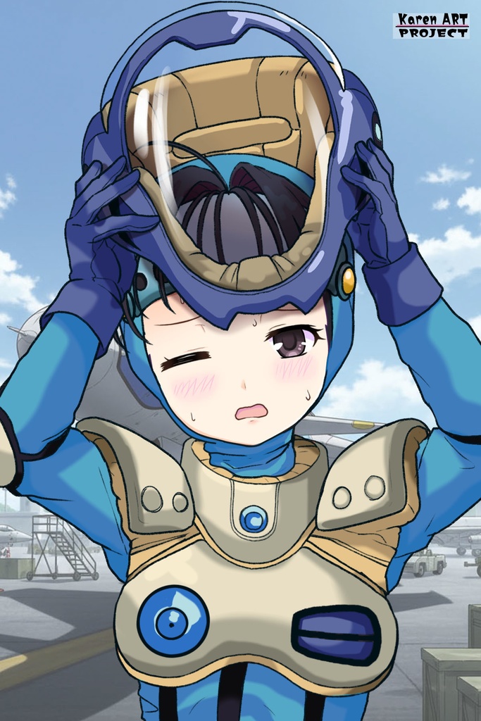 ゆりちゃん+ミレーヌ・ジーナスのパイロットスーツ【マクロス7-03】 Yuri Original Color 正面Sポーズ Front S-POSE Yuri is wearing Mylene Flare Jenius's PilotSuit【MACROSS7-03】