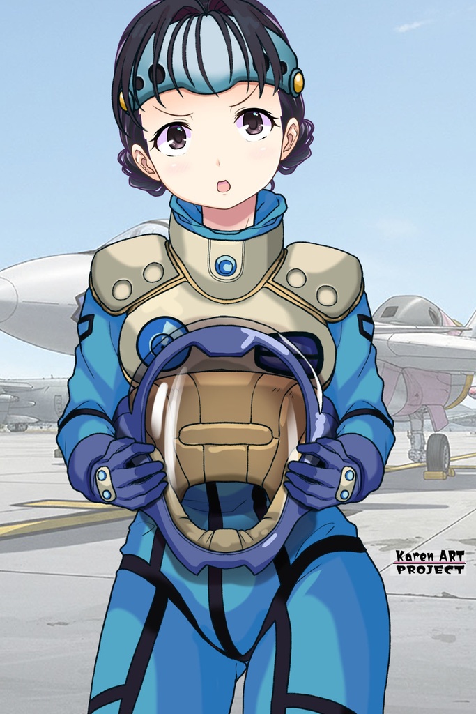 ゆりちゃん+ミレーヌ・ジーナスのパイロットスーツ【マクロス7-03】 Yuri Original Color 正面Sポーズ Front S-POSE Yuri is wearing Mylene Flare Jenius's PilotSuit【MACROSS7-03】