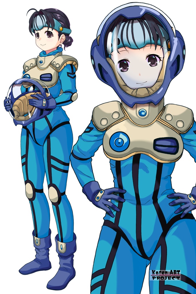 ゆりちゃん+ミレーヌ・ジーナスのパイロットスーツ【マクロス7-03】 Yuri Original Color 正面Sポーズ Front S-POSE Yuri is wearing Mylene Flare Jenius's PilotSuit【MACROSS7-03】