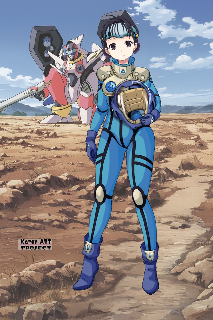 ゆりちゃん+ミレーヌ・ジーナスのパイロットスーツ【マクロス7-03】 Yuri Original Color 正面Sポーズ Front S-POSE Yuri is wearing Mylene Flare Jenius's PilotSuit【MACROSS7-03】