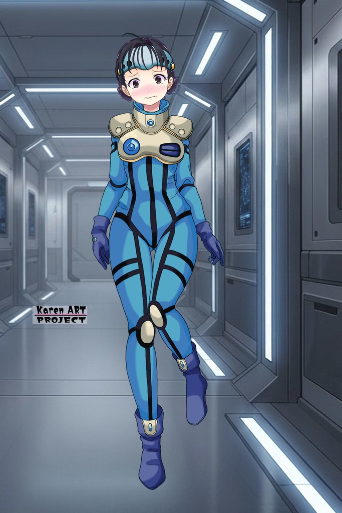 ゆりちゃん+ミレーヌ・ジーナスのパイロットスーツ【マクロス7-03】 Yuri Original Color 正面Sポーズ Front S-POSE Yuri is wearing Mylene Flare Jenius's PilotSuit【MACROSS7-03】