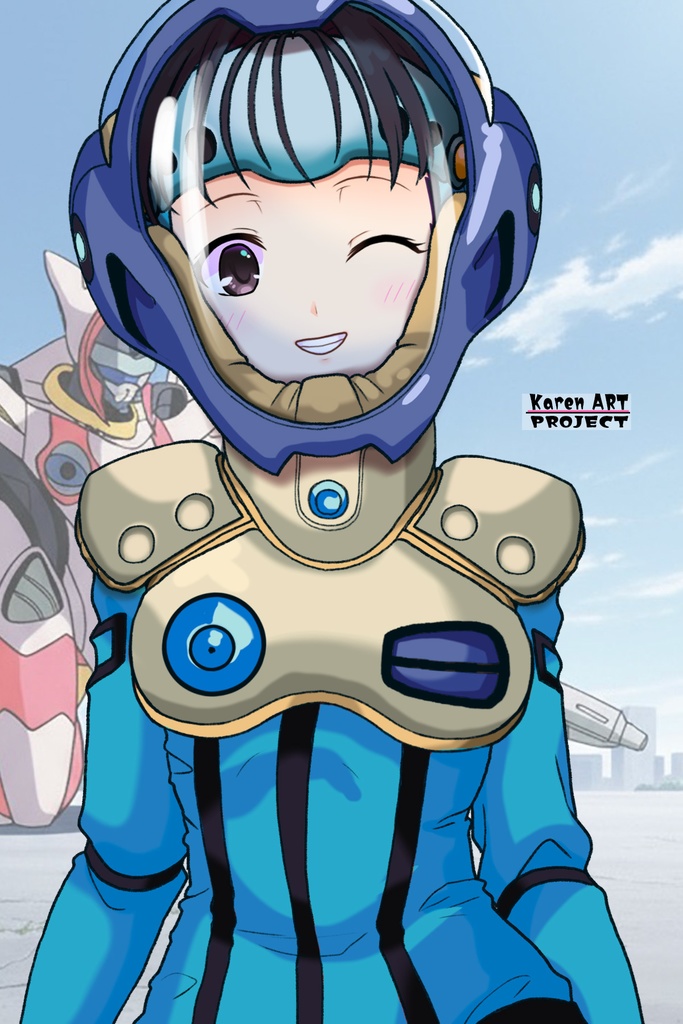 ゆりちゃん+ミレーヌ・ジーナスのパイロットスーツ【マクロス7-03】 Yuri Original Color 正面Sポーズ Front S-POSE Yuri is wearing Mylene Flare Jenius's PilotSuit【MACROSS7-03】