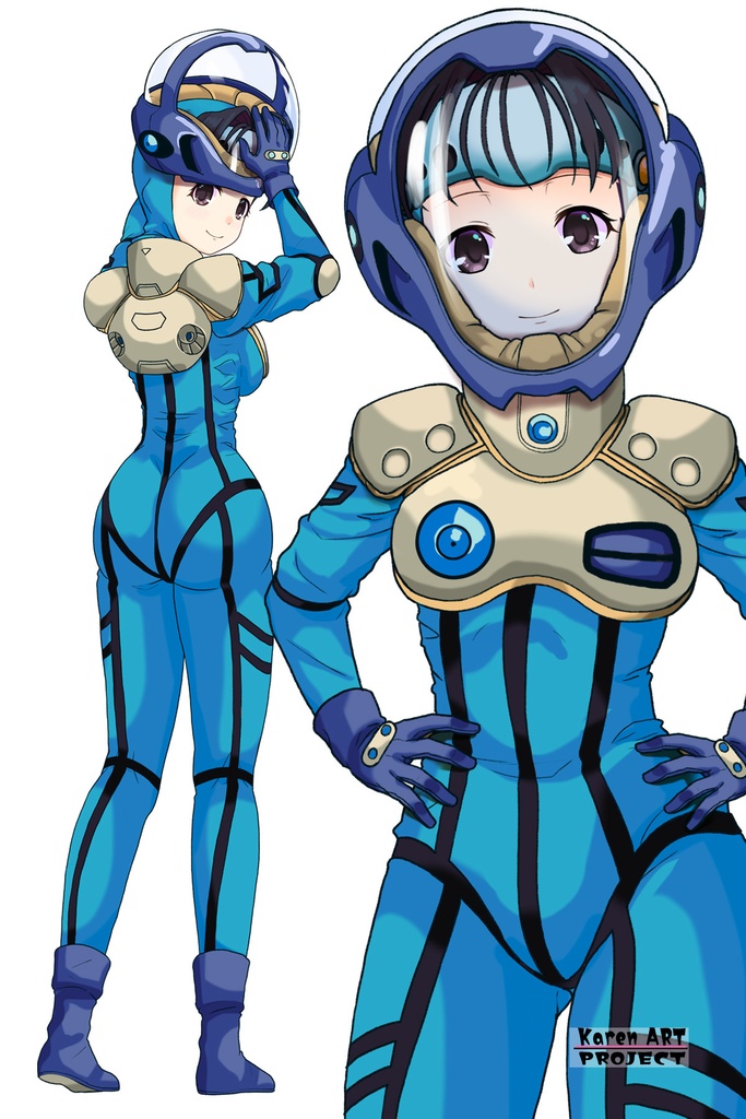 ゆりちゃん+ミレーヌ・ジーナスのパイロットスーツ【マクロス7-03】 Yuri Original Color 正面Sポーズ Front S-POSE Yuri is wearing Mylene Flare Jenius's PilotSuit【MACROSS7-03】