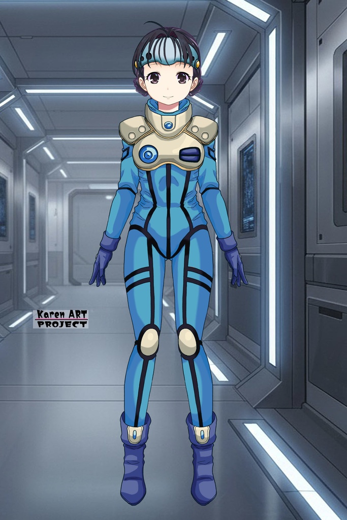 ゆりちゃん+ミレーヌ・ジーナスのパイロットスーツ【マクロス7-04】 Yuri Original Color 正面 Front Angle Yuri is wearing Mylene Flare Jenius's PilotSuit【MACROSS7-04】