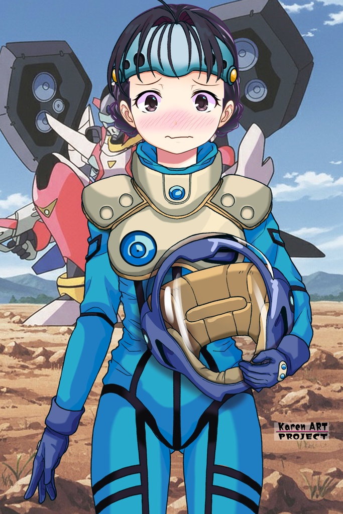ゆりちゃん+ミレーヌ・ジーナスのパイロットスーツ【マクロス7-04】 Yuri Original Color 正面 Front Angle Yuri is wearing Mylene Flare Jenius's PilotSuit【MACROSS7-04】