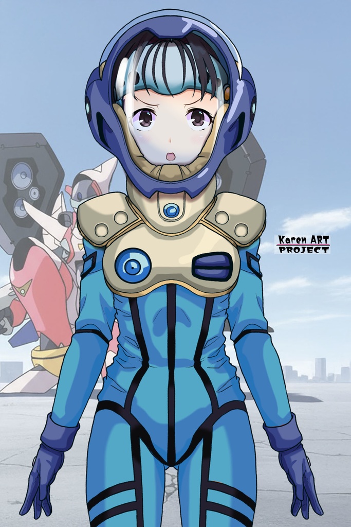 ゆりちゃん+ミレーヌ・ジーナスのパイロットスーツ【マクロス7-04】 Yuri Original Color 正面 Front Angle Yuri is wearing Mylene Flare Jenius's PilotSuit【MACROSS7-04】